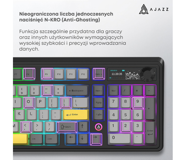 Ajazz AK980 V2 Gift Switch V2 Black Gray Yellow z ekranem - 1536371 - zdjęcie 11
